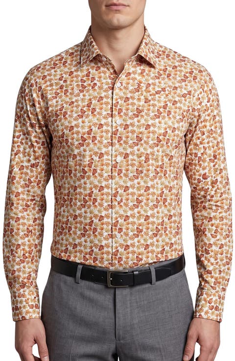 Leaves Print Dress Shirt