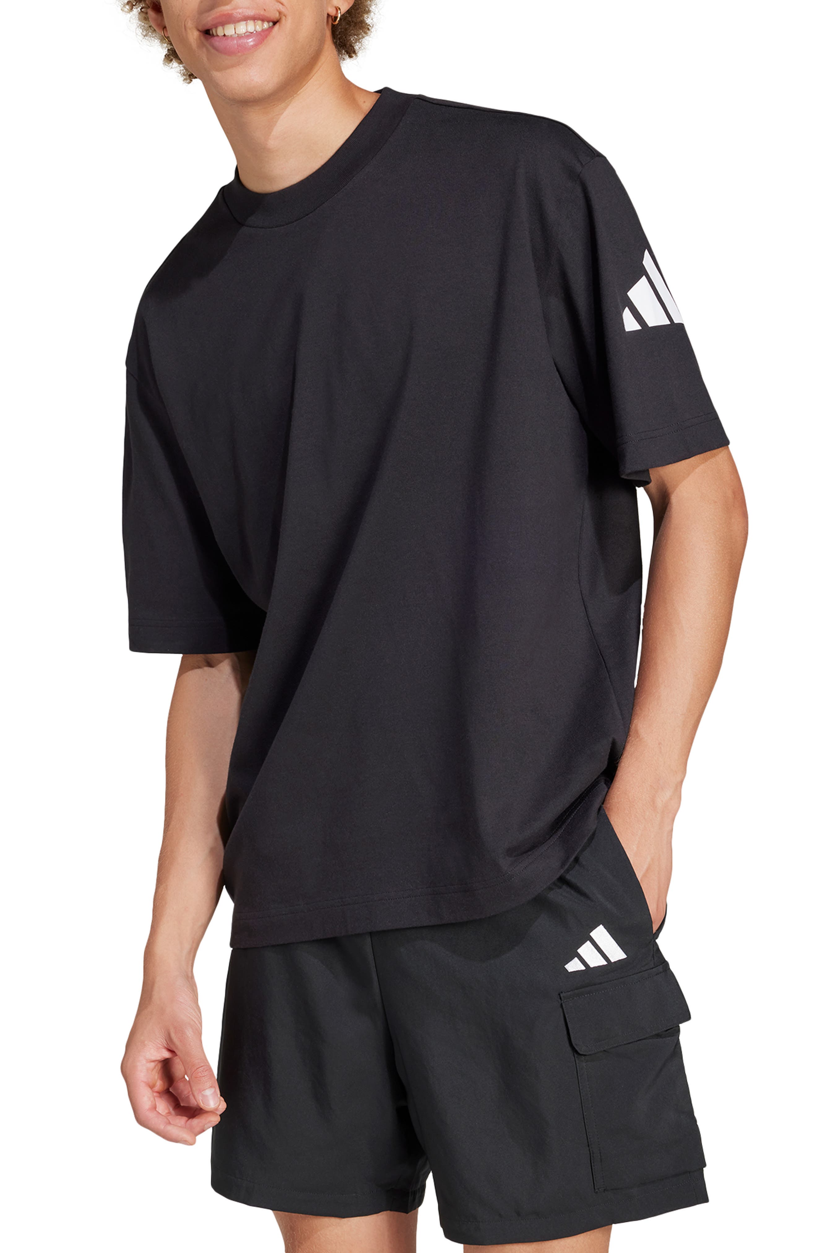 adidas Essentials Loose 3-Bar Cotton T-Shirt