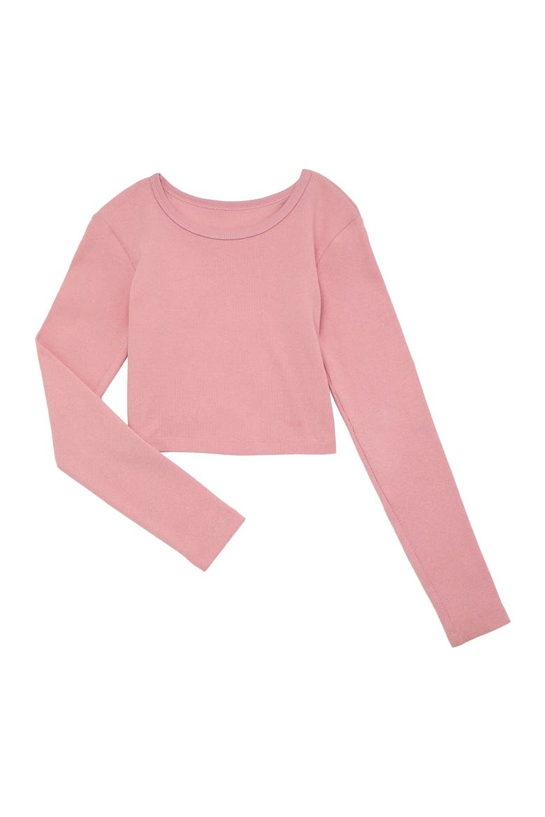Sloane Long Sleeve Heart Cut Out Ribbed Top, Main, color, Ballet Pink