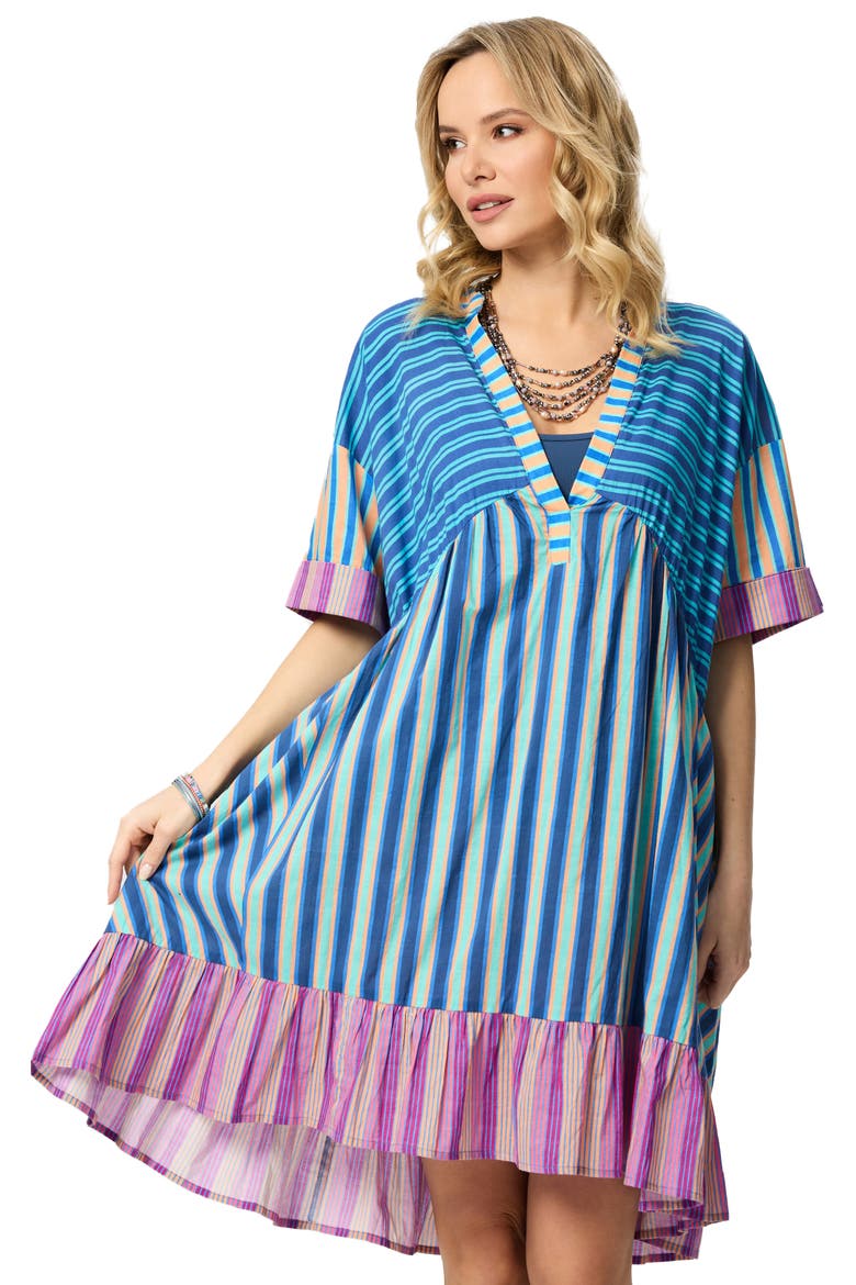 Striped Tunic Dress, Alternate, color, BLUE