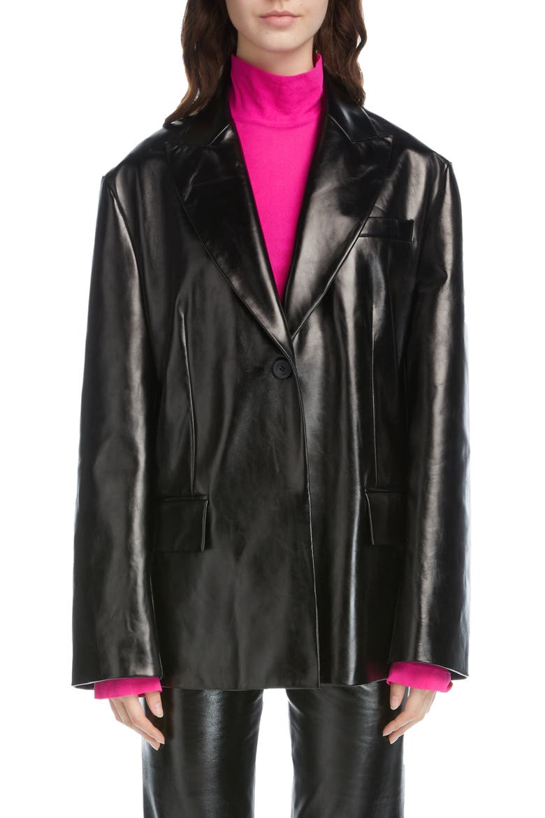 Lepage Leather Suit Jacket, Main, color, BLACK