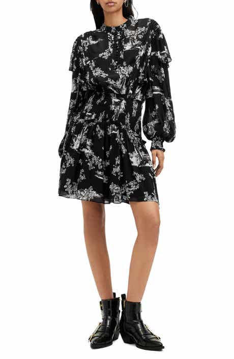 AllSaints Aubrey Pleated Long Sleeve Dress