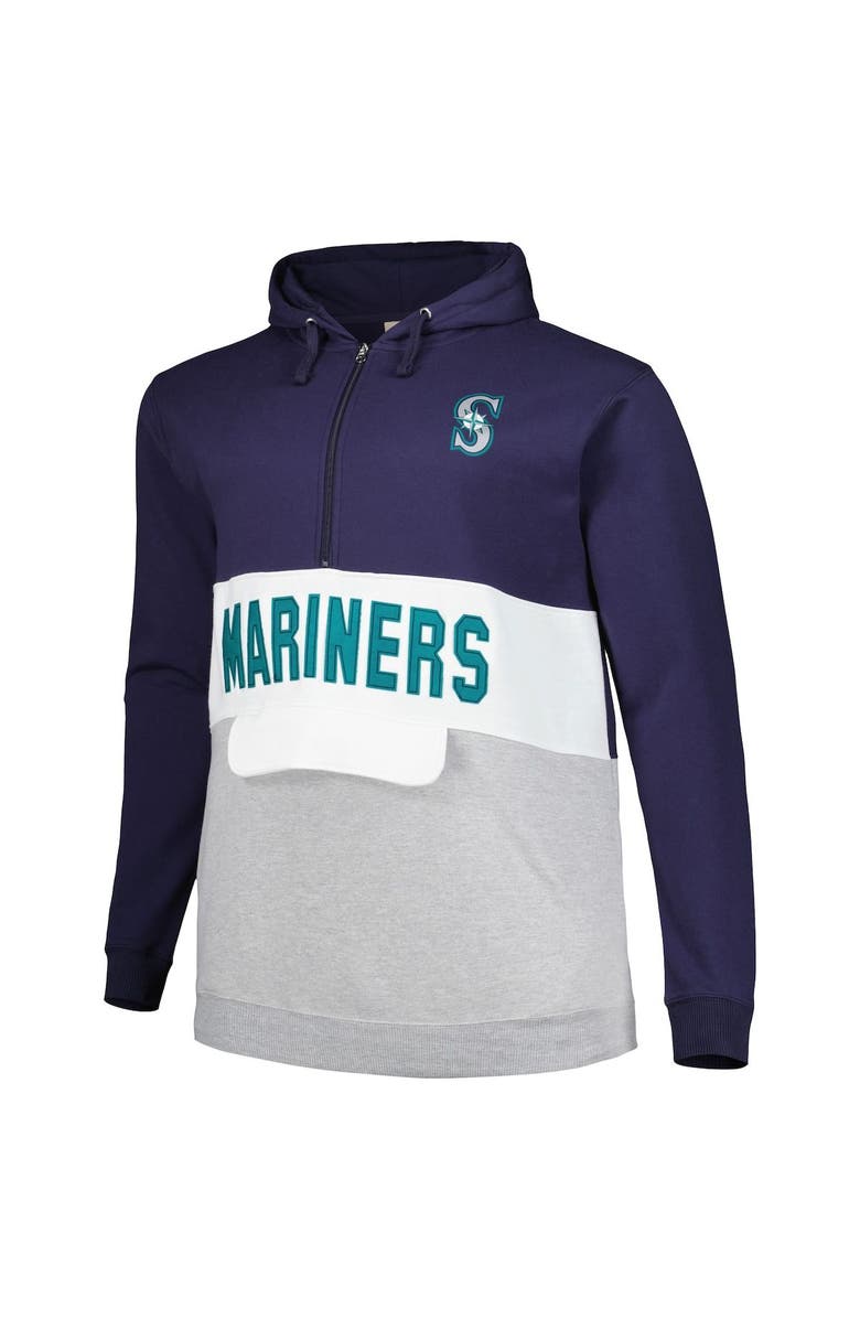 PROFILE Men's Navy/White Seattle Mariners Big & Tall Fleece Half-Zip Hoodie, Alternate, color, 