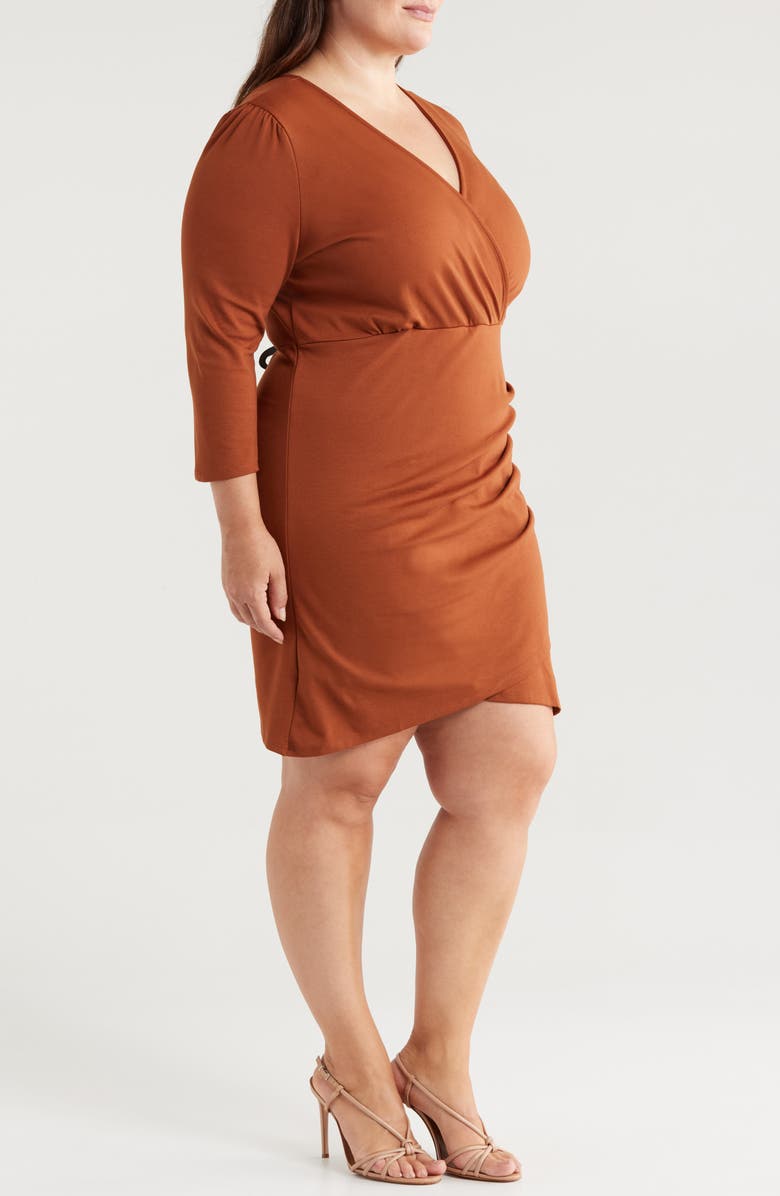 24seven Comfort Apparel Ruched Dress, Alternate, color, Tobacco