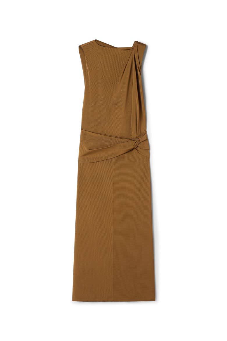 Brown Midi Dress In Viscose, Alternate, color, Golden Brown