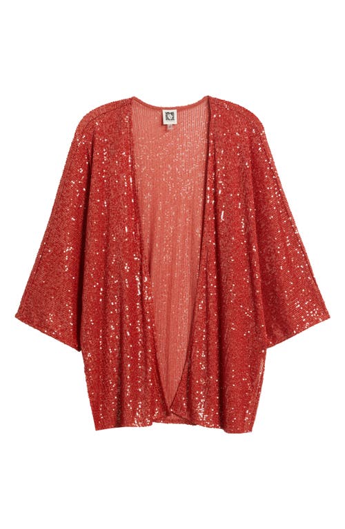 ANNE KLEIN ANNE KLEIN SEQUIN DRAPED OPEN FRONT CARDIGAN 