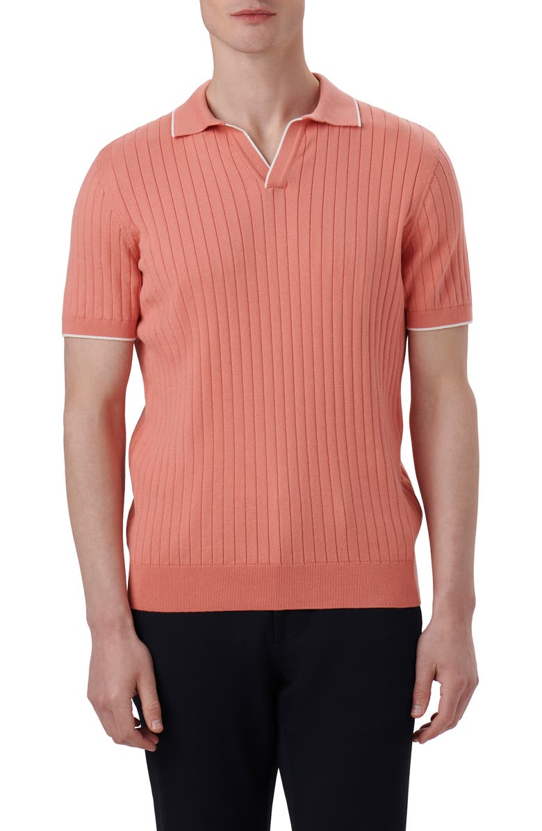 Bugatchi Johnny Collar Sweater, Main, color, Salmon