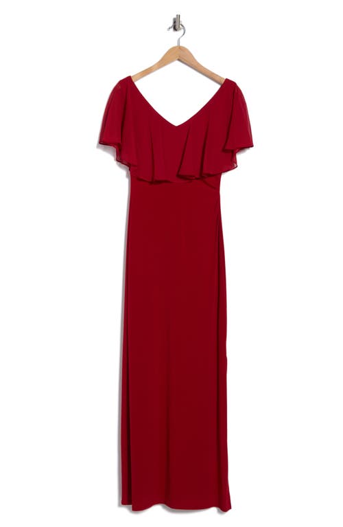 Connected Apparel Flutter Sleeve V-neck Dress In Red