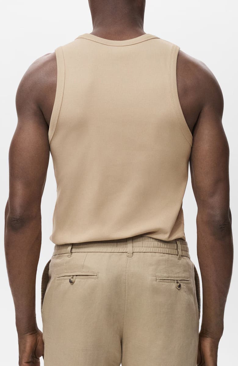 MANGO Slim Fit Stretch Cotton Rib Tank, Alternate, color, Grey - Beige