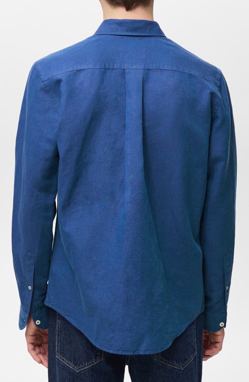 Mango Classic Fit Linen & Cotton Button-up Shirt In Ink Blue