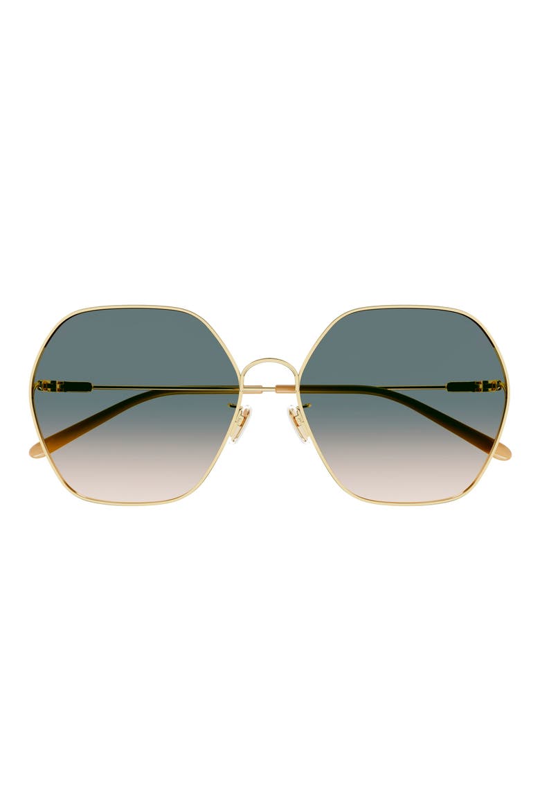 61mm Gradient Irregular Round Sunglasses, Main, color, GOLD