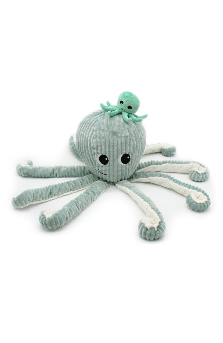 Les Ptipotos Octopus Mom & Her Baby  - Secret Keeper Plush Toy, Eco-Friendly, Soft & Washable, Main, color, Mint