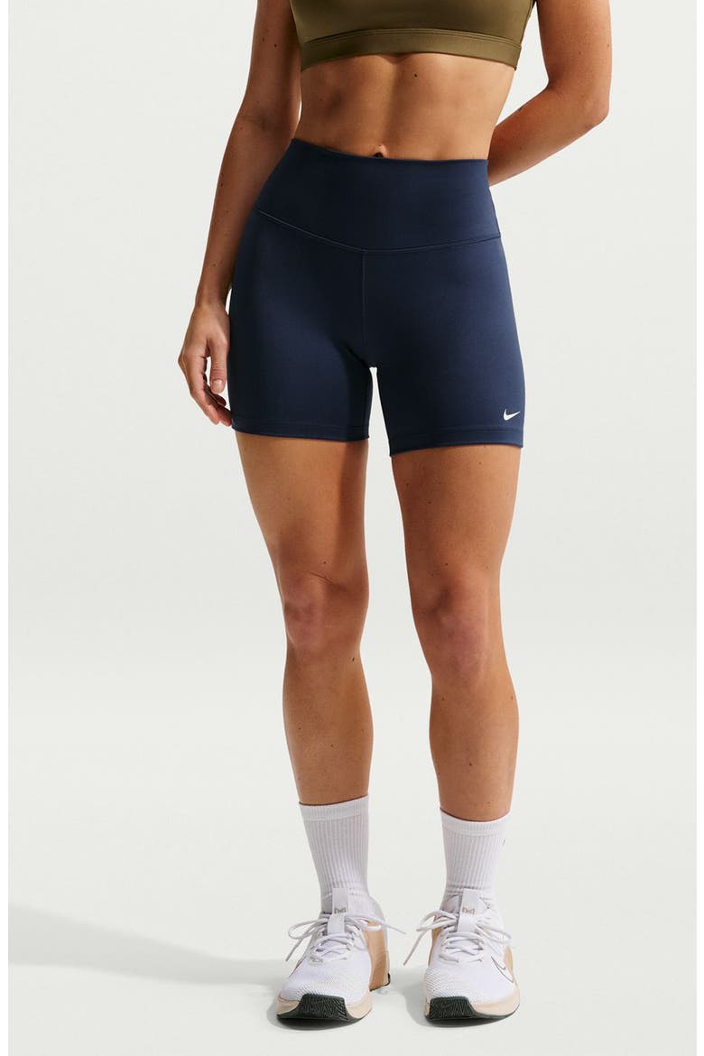One Elemental Dri-FIT High Waist Bike Shorts, Main, color, 413 MNNAVY/WHITE