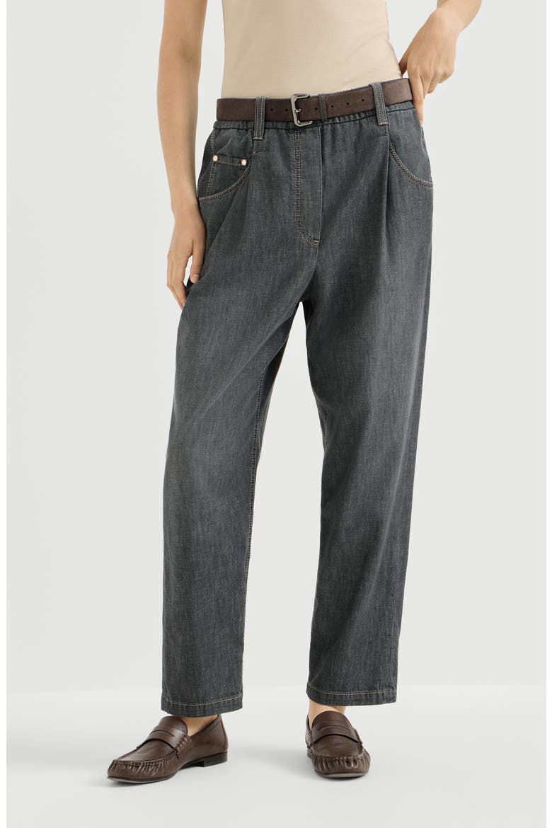 Lightweight denim five-pocket trousers, Main, color, Dark Grey