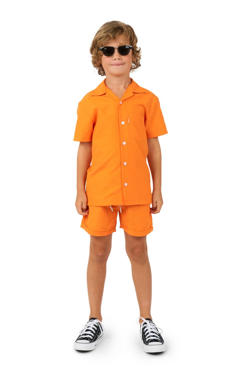 OppoSuits Kids' The Orange Camp Shirt & Shorts Set, Main, color, Orange