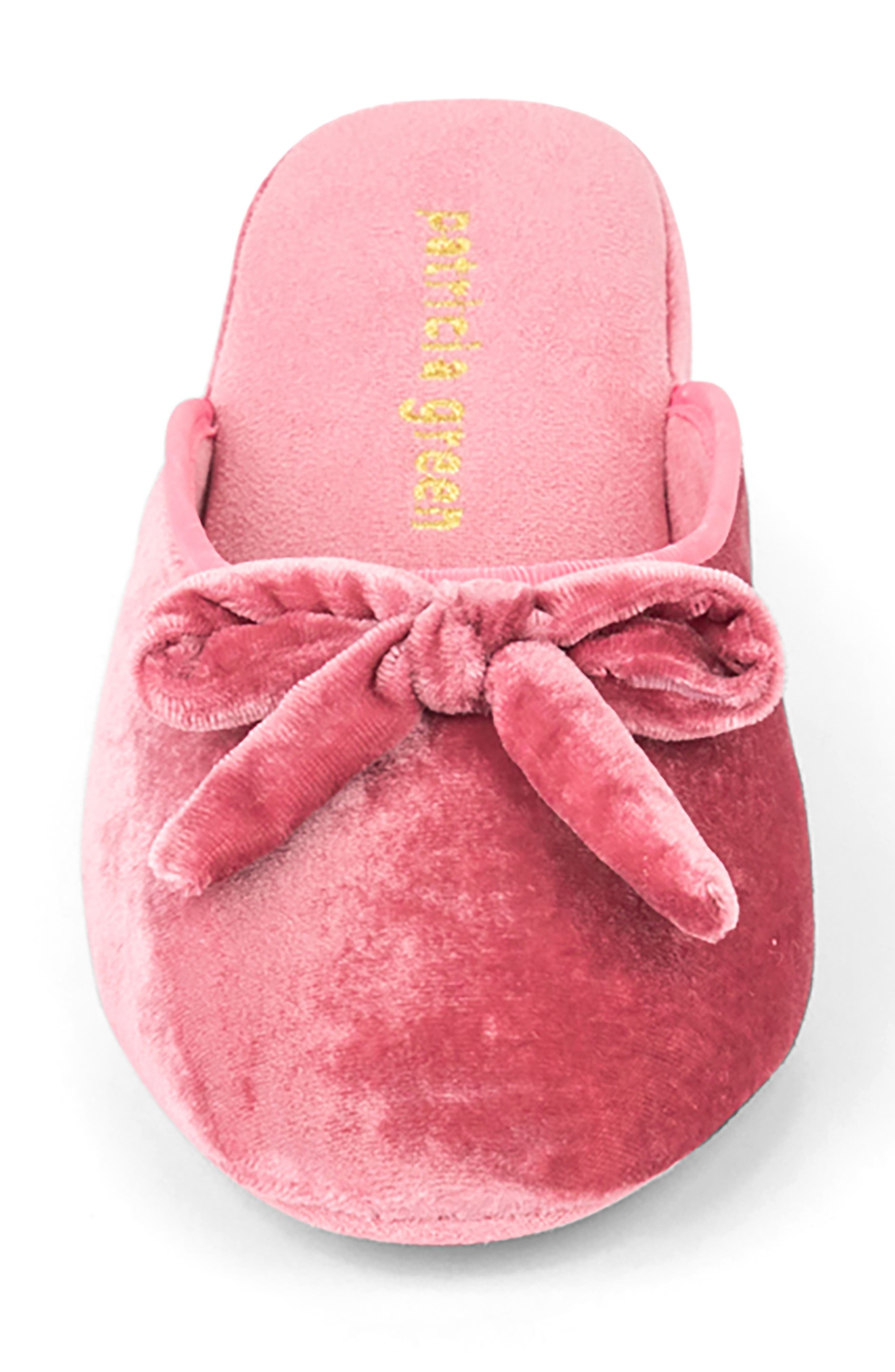 Velvet Bow Wedge Slipper, Alternate, color, ROSE PINK