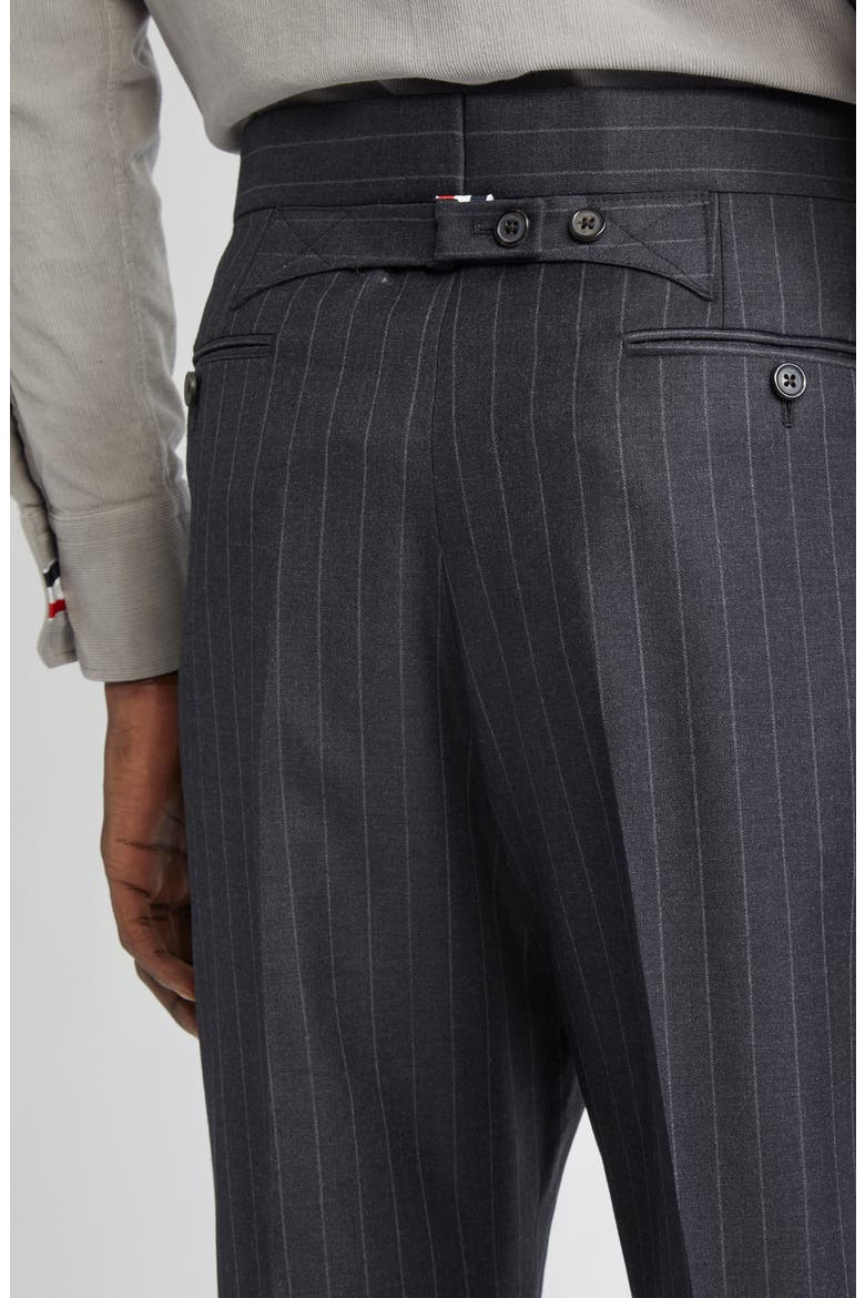 Fit 1 Pinstripe Wool Backstrap Pants, Alternate, color, DARK GREY