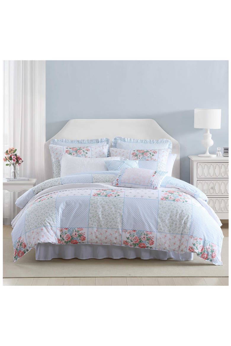 Hope Patchwork 7-Piece Cotton Comforter Set, Main, color, PINK/ GREEN/ BLUE