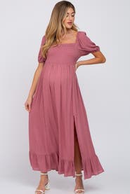 PinkBlush Swiss Dot Square Neck Smocked Maxi Dress