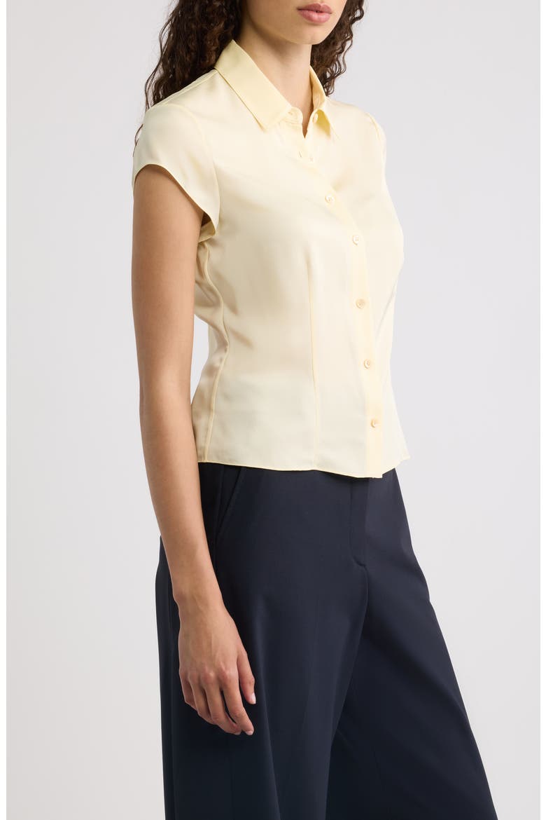Cap Sleeve Silk Shirt, Alternate, color, SUNBEAM - K2D