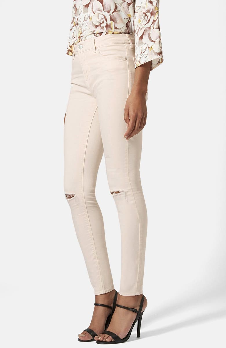 Topshop Moto 'Leigh' Ripped Mid Rise Skinny Jeans, Main, color, 