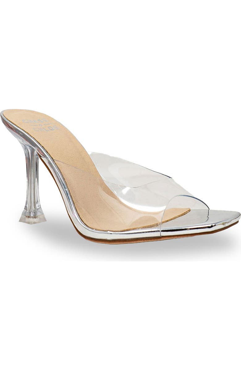 CHASE AND CHLOE Echo Square Toe Sandal, Main, color, Clear Silver