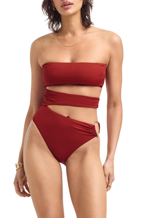 Lolita Cutout Rib One-Piece Swimsuit