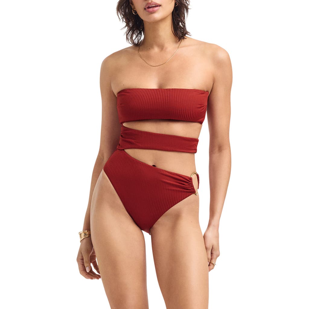 Vitamin A ® Lolita Cutout Rib One-piece Swimsuit In Burgundy