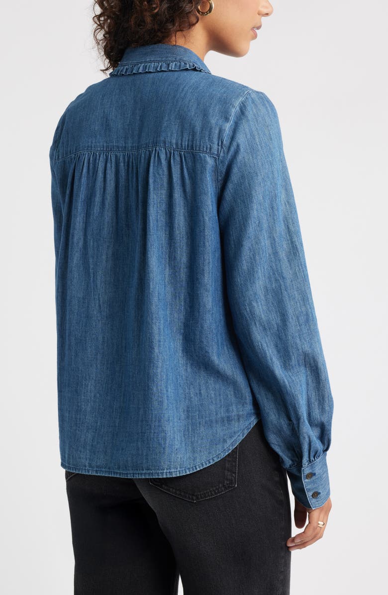 Caslon<sup>®</sup> Pintuck Cotton Chambray Button-Up Shirt, Alternate, color, Dark Wash