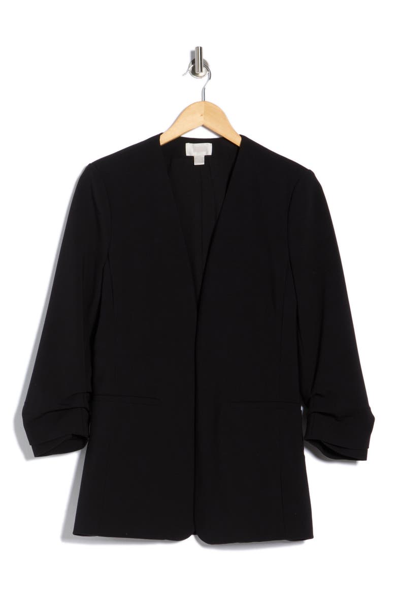 Slim Cinched Sleeve Blazer, Alternate, color, BLACK