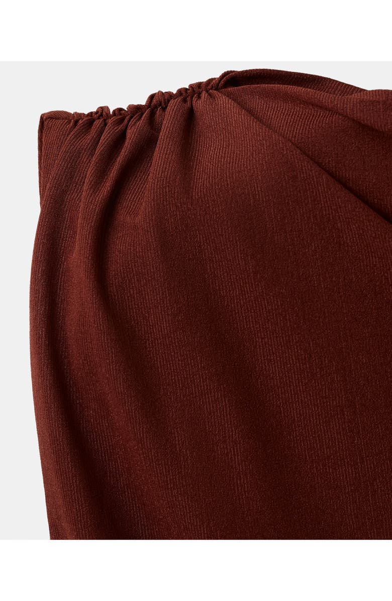 MANGO Asymmetric Ruched Top, Alternate, color, Russet