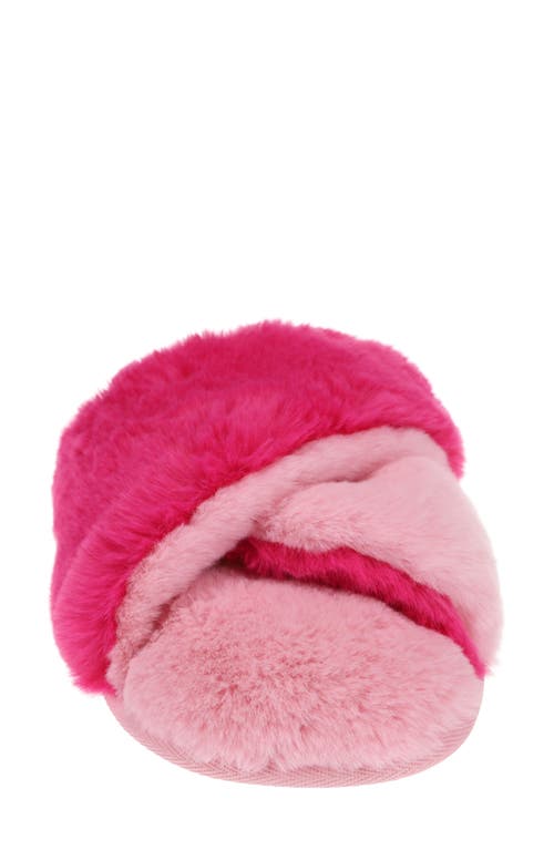 Rachel Roy Plush Twist Faux Fur Slide Slipper In Pink