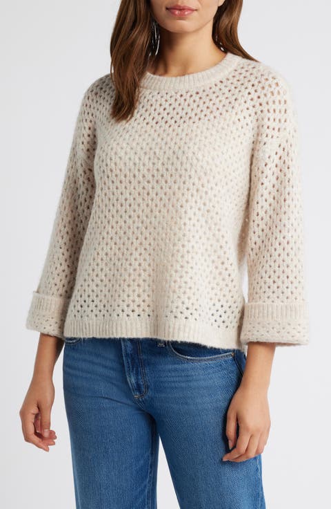 Open Stitch Cuffed Sweater
