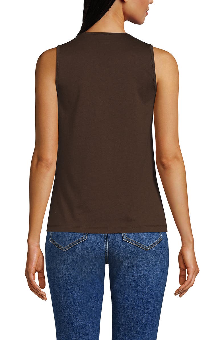 Lands' End Supima Keyhole Tank, Alternate, color, Rich Coffee