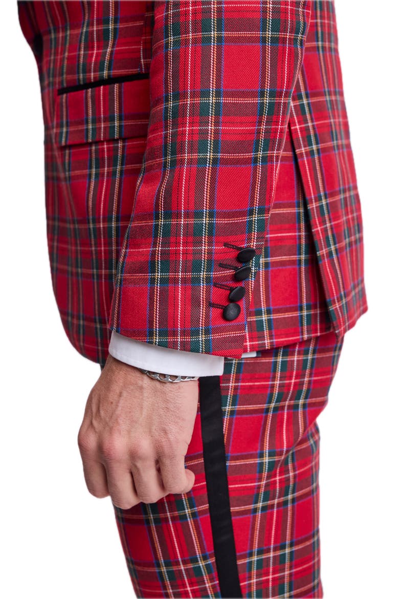 Osborne Shawl Collar Tuxedo Jacket, Alternate, color, RED ROYAL TARTAN