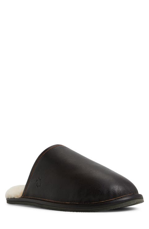 Henri Genuine Shearling Lined Leather Slipper (Men)