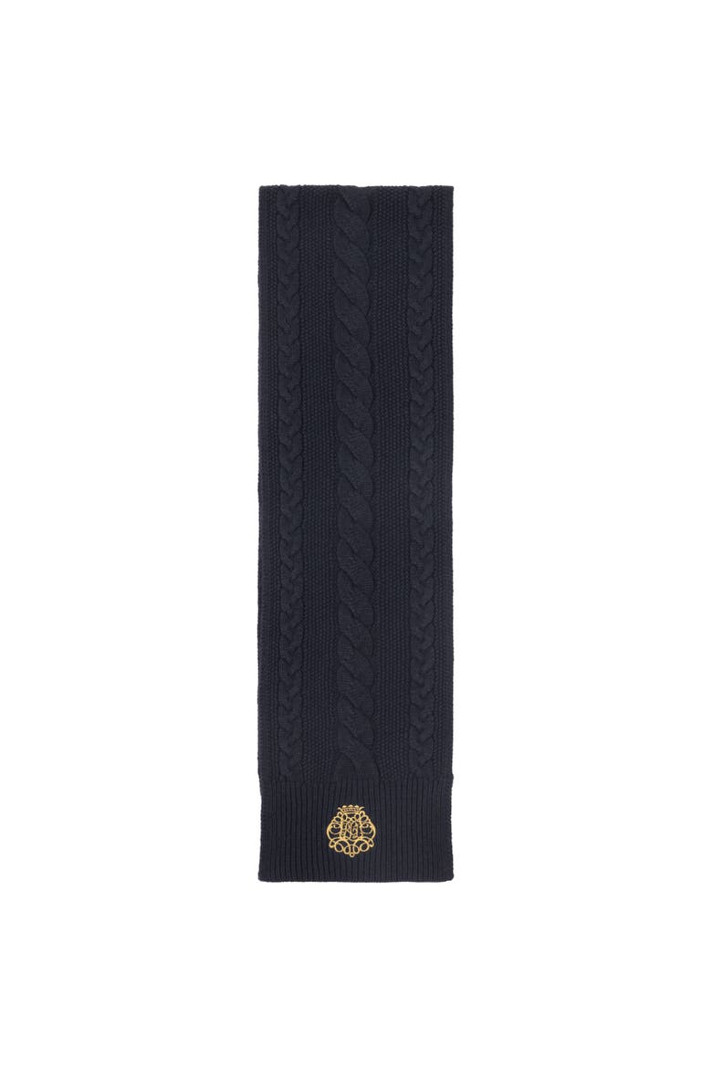 direct embroidery cable scarf, Alternate, color, navy