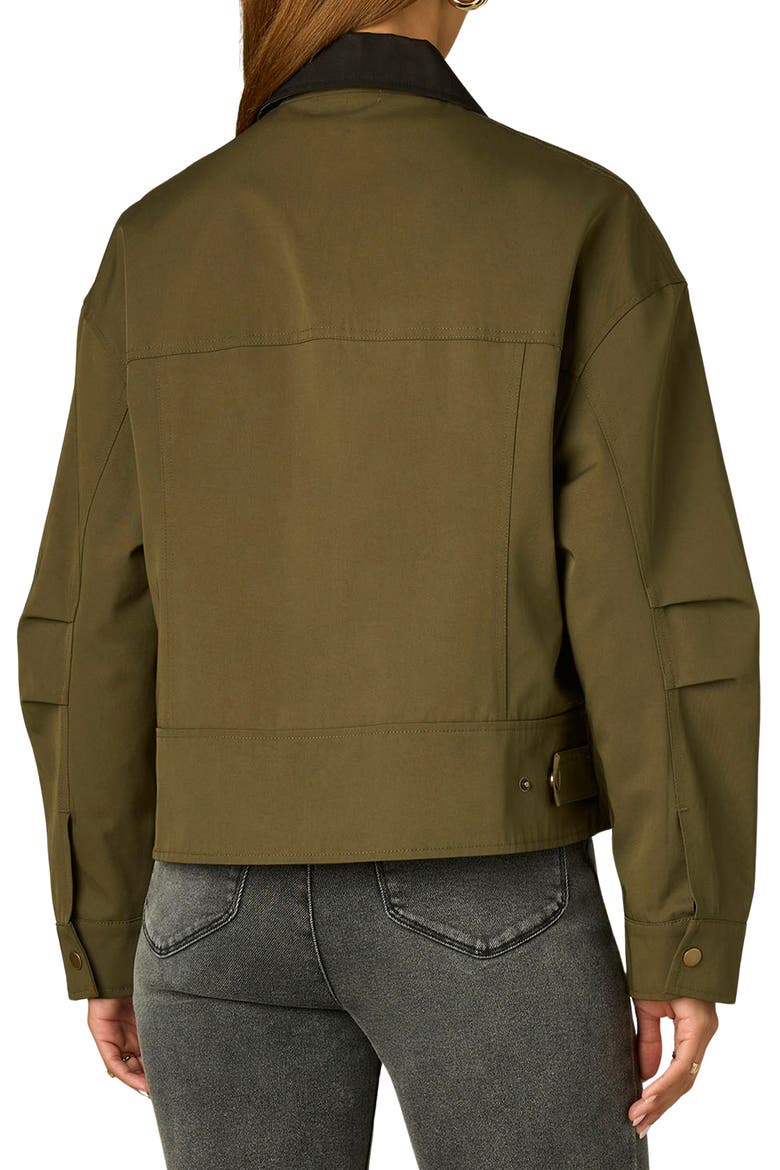 Contrast Collar Peplum Jacket, Alternate, color, FOREST MOSS