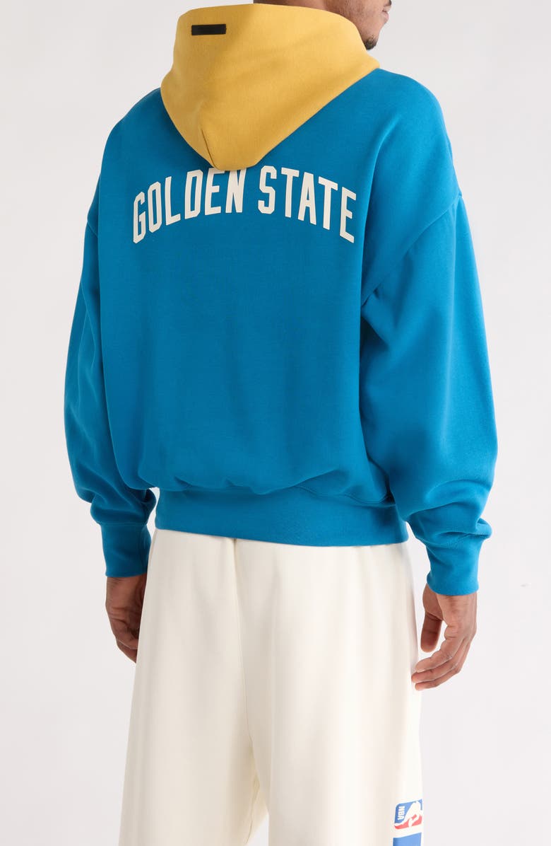 Fear of God Essentials x NBA Warriors Sports Fit Hoodie, Alternate, color, Blue Sapphire/ Canyon