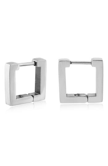 Rebl Gender Inclusive Square Hoop Earrings In Silver