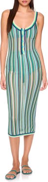 Susana Monaco Stripe Open Stitch Sweater Midi Dress