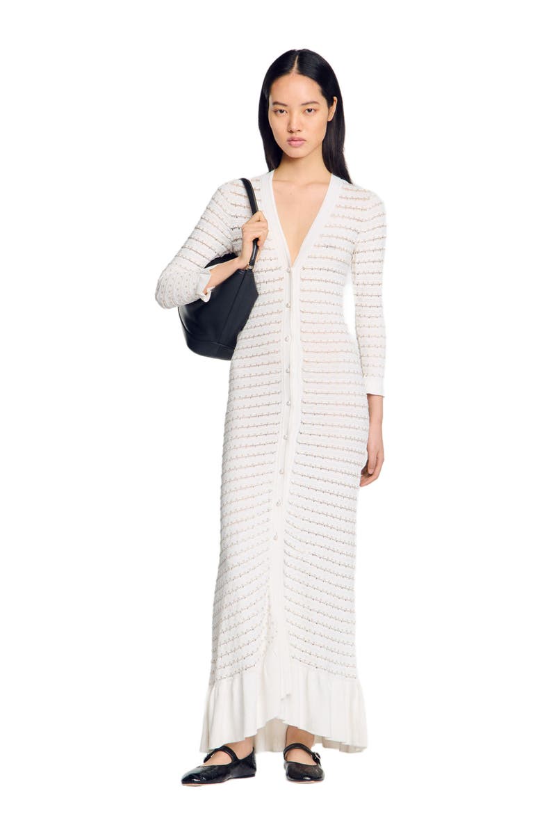 SANDRO Maxi dress with pearl details, Alternate, color, 