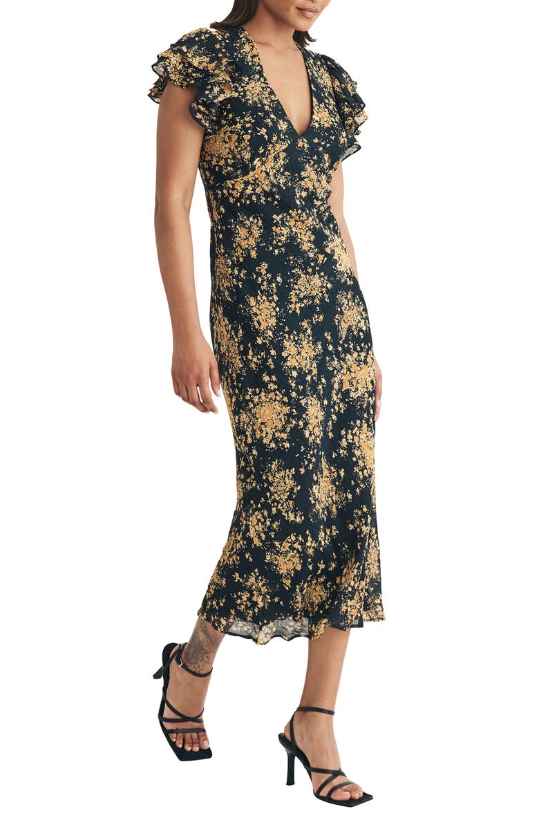 Nobody's Child Layla Floral Flutter Sleeve Midi Dress, Alternate, color,