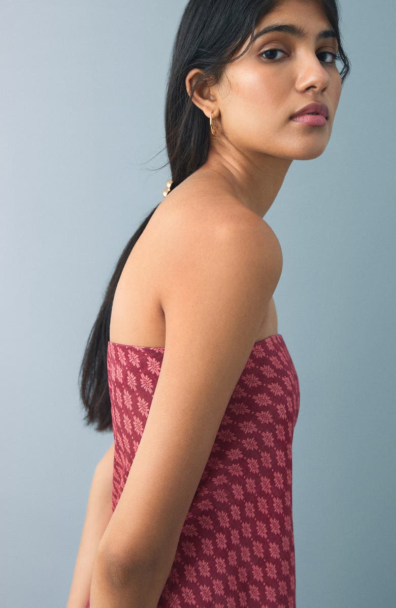 MANGO TEEN Print Strapless Maxi Dress, Alternate, color, Pastel Pink