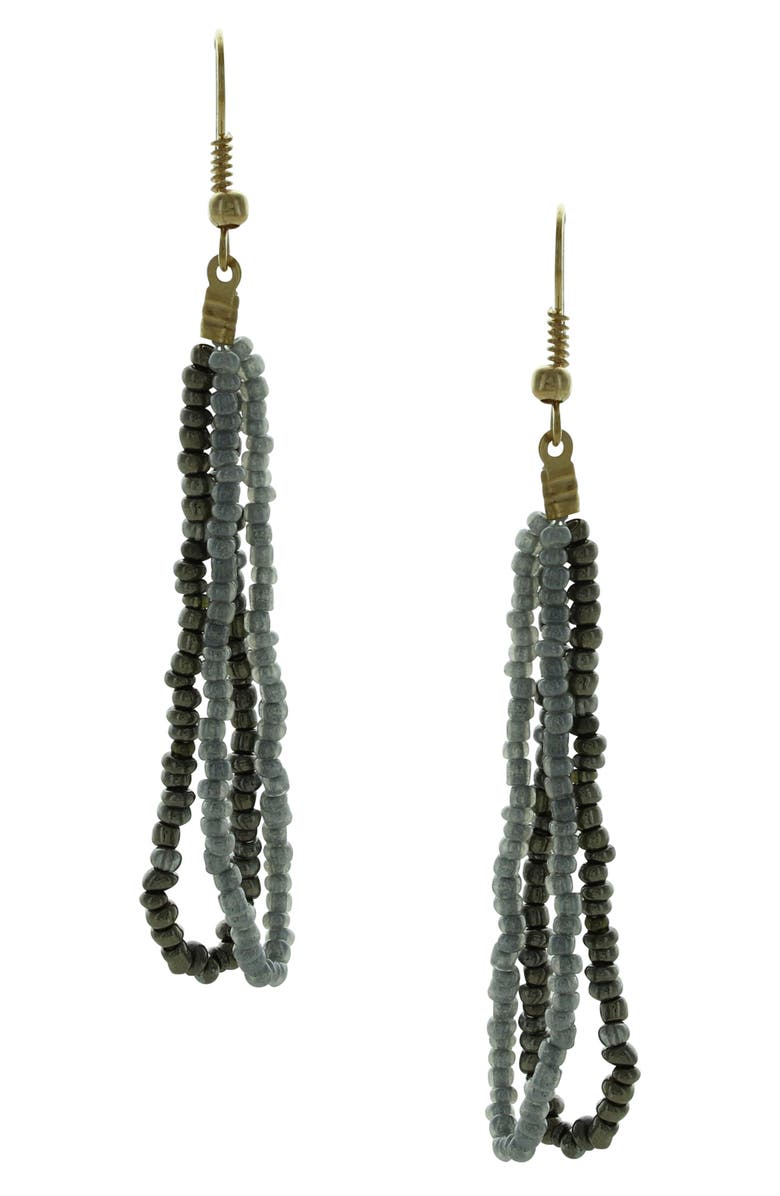 OLIVIA WELLES Daphne Beaded Double Drop Earrings, Main, color, Gold / Gray