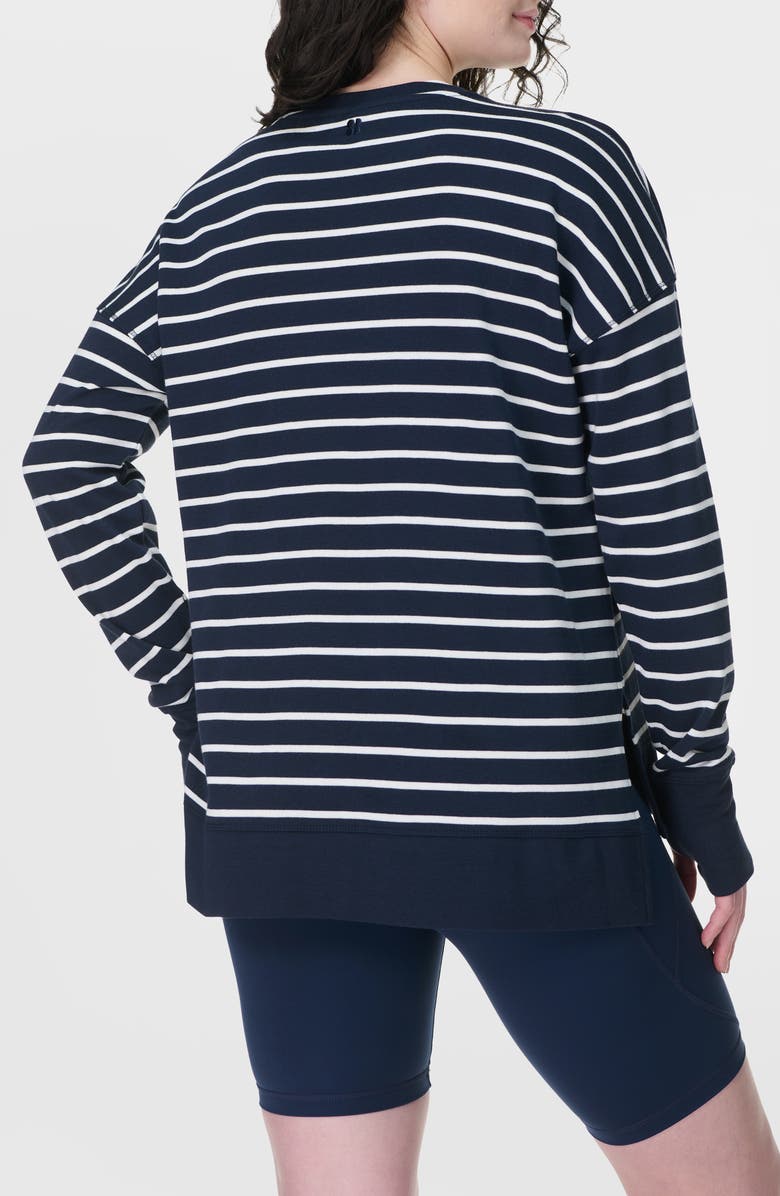 Sweaty Betty After Class Sweatshirt, Alternate, color, Navy Blue Stripe