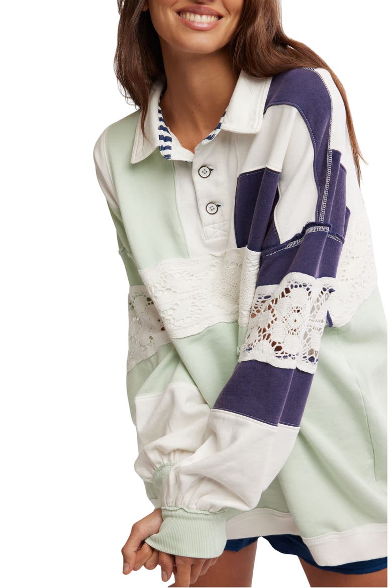 Free People American Dream Lace Accent Colorbock Cotton Rugby Shirt ...