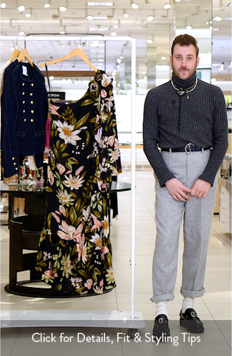 Surreal Flowers One-Shoulder Crêpe de Chine Midi Dress, sales video thumbnail