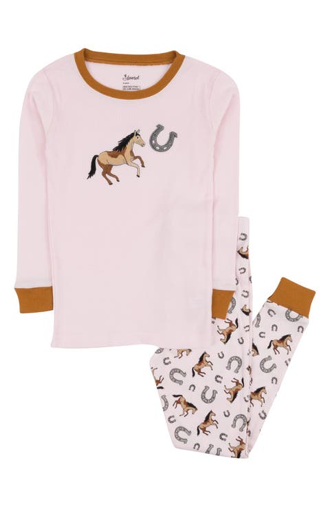 LEVERET 2-Piece Horse Print Pajamas