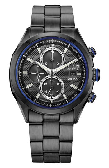 Citizen Sports Three Hand Quartz Chronograph Bracelet Watch, 41mm In Gray